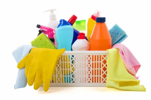 House cleaning routine in a bright living room